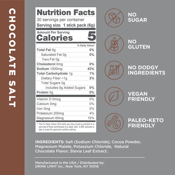 LMNT Electrolytes - Chocolate Salt 30 pack
