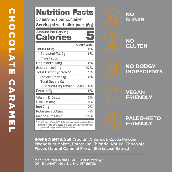 LMNT Electrolytes - Chocolate Caramel Salt 30 pack