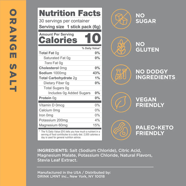 LMNT Electrolytes - Orange Salt - 30 servings