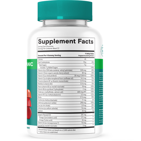 SmartyPants Organic Prenatal plus Multi & Omegas - 90 Gummies - Special order only