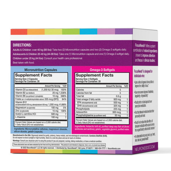 FocusNeeds 60 Softgels, 60 Capsules