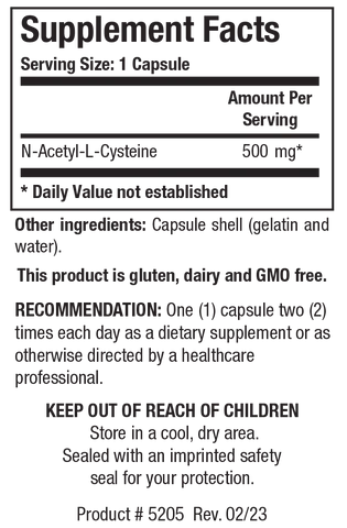 NAC (N-ACETYL-L-CYSTEINE) 180 capsules