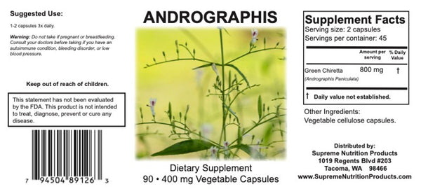 Andrographis 400 mg - 90 Vegetable Capsules