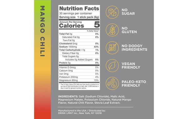 LMNT Electrolytes - Mango Chili Salt 30 pack