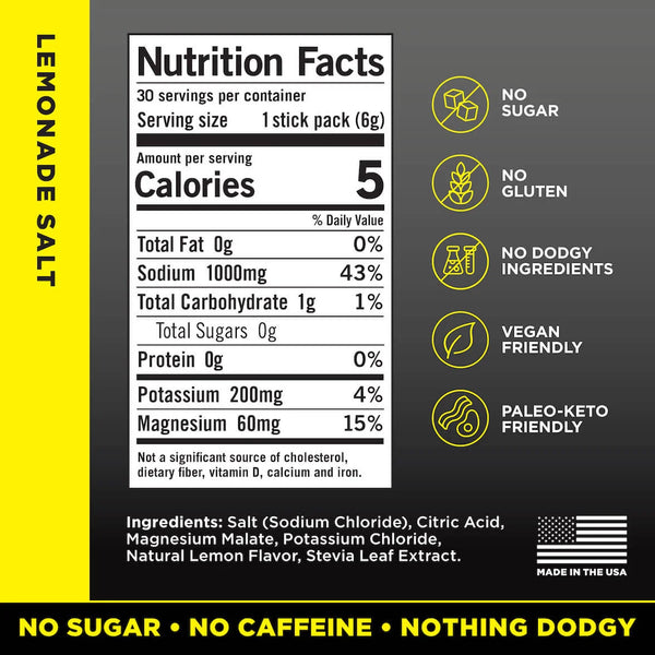 LMNT Electrolytes - Lemonade Salt 30 servings