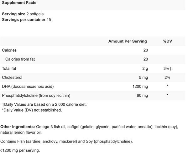 Brain-E™ DHA 1200◊-TG. Apex K-114 90 softgels