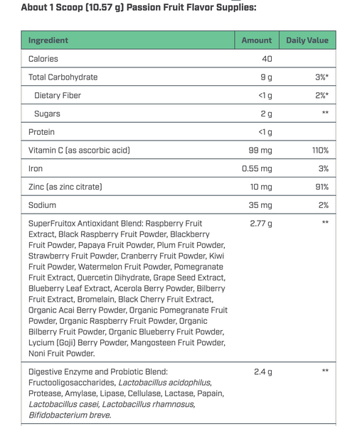 Fruits and Greens Immune Support Passion Fruit