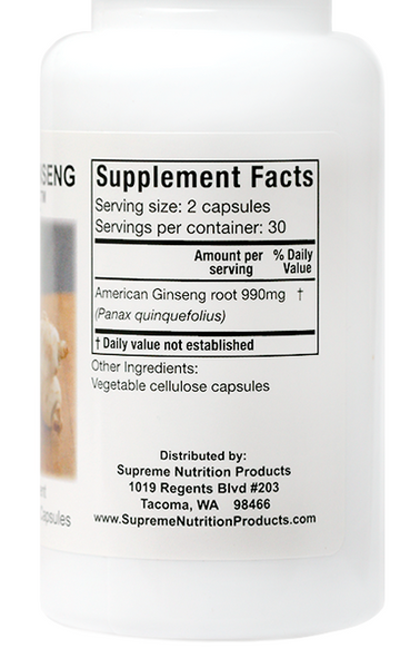 American Ginseng Supreme Nutrition 60 Veg Capsules